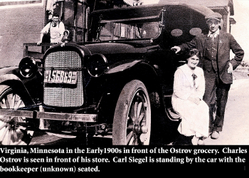 Ostrov - Charles, bookkeeper and Carl in front of his store circa 1917